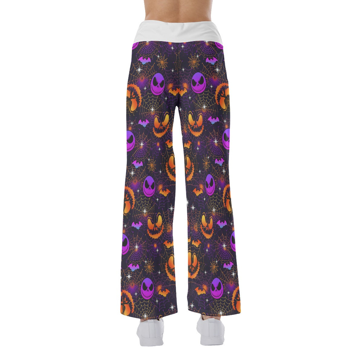 Gradient Purple Halloween Nightmare Women's High-waisted Wide Leg Pants | Wonder Skull
