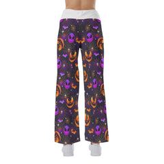 Gradient Purple Halloween Nightmare Women's High-waisted Wide Leg Pants | Wonder Skull