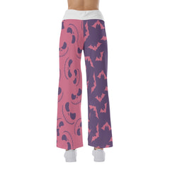 Pink Purple Halloween Skull Nightmare Women's High-waisted Wide Leg Pants | Wonder Skull