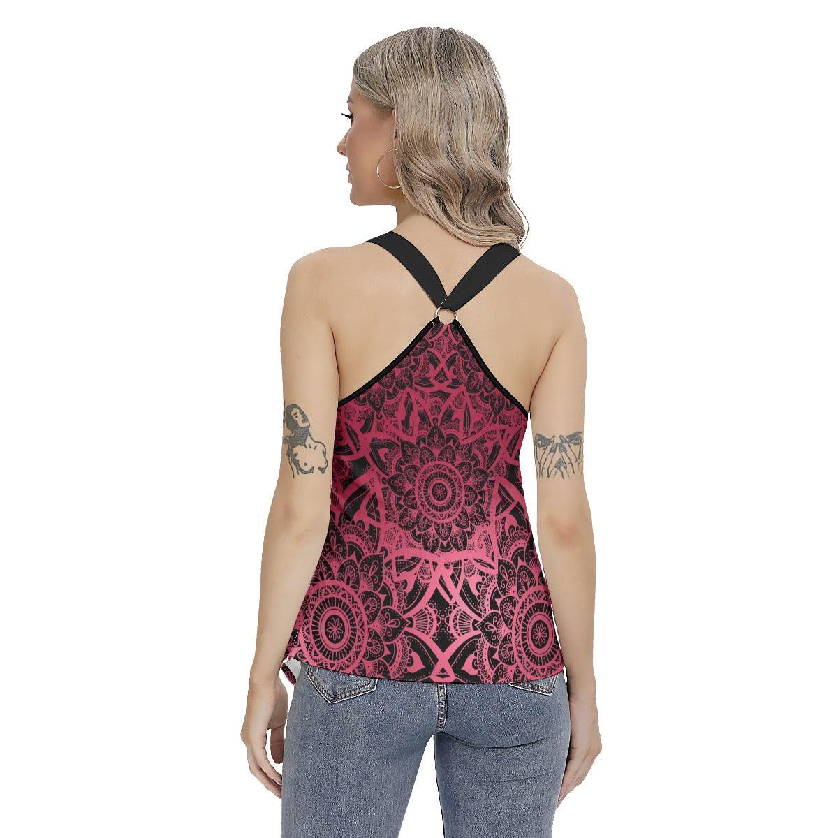 Skull Mandala Racing Tank Top With Irregular Hem - Wonder Skull