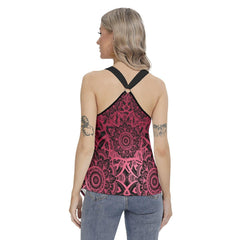 Skull Mandala Racing Tank Top With Irregular Hem - Wonder Skull