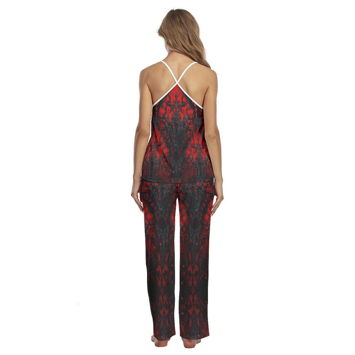 Red Skull Gothic Cami Pajamas Sets For Women Sleepwears Combo - Wonder Skull