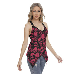 Skull Pattern Racing Tank Top With Irregular Hem - Wonder Skull