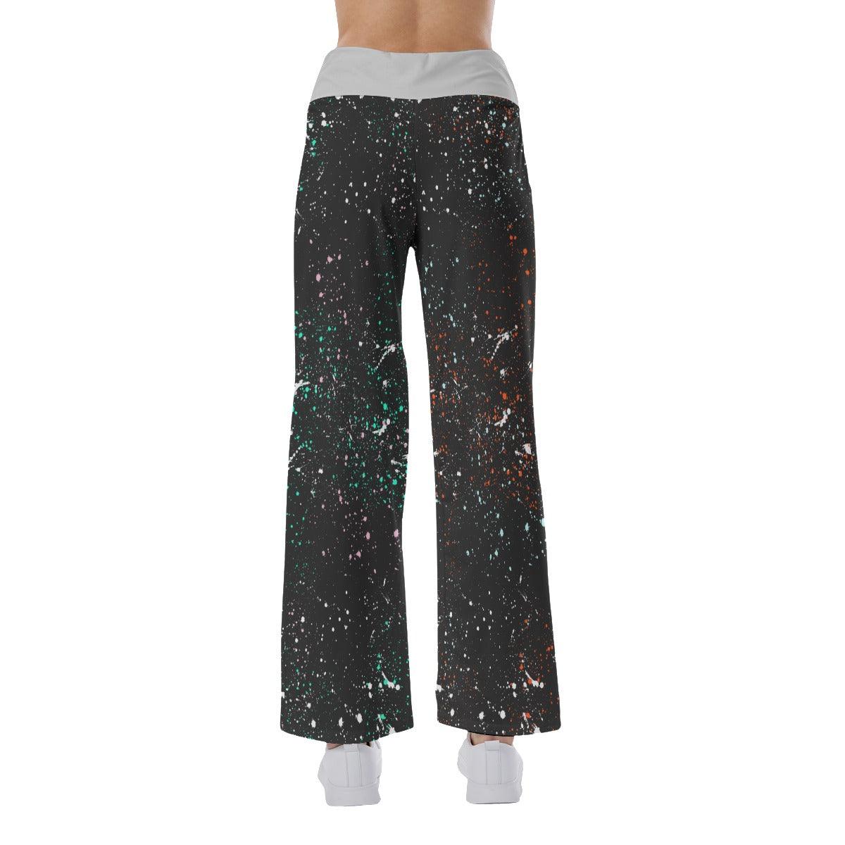Nightmare Face Smile Half Galaxy High-waisted Wide Leg Pants - Wonder Skull