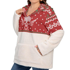 Viking Skull Ugly Borg Fleece Hoodie With Half Zip - Wonder Skull