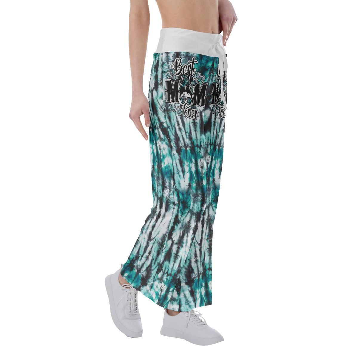 Gradiant Camo Green Skull Mom High-waisted Wide Leg Pants - Wonder Skull