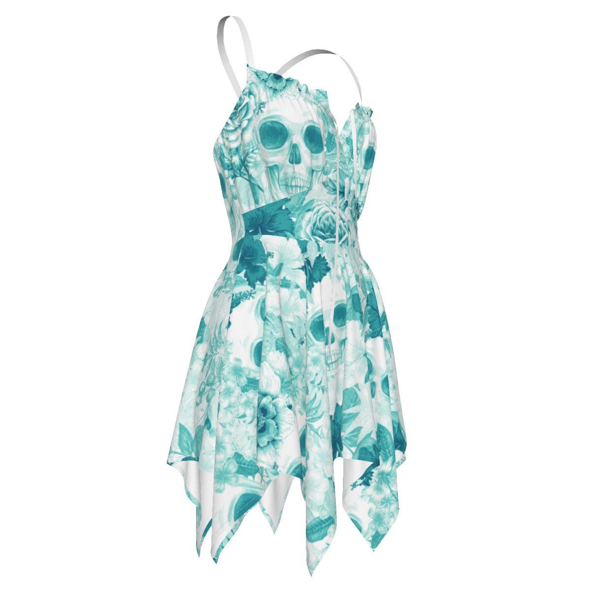 Skull Flower Colorfull Pattern All-Over Print Women's Slip Dress - Wonder Skull