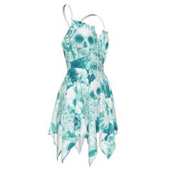 Skull Flower Colorfull Pattern All-Over Print Women's Slip Dress - Wonder Skull