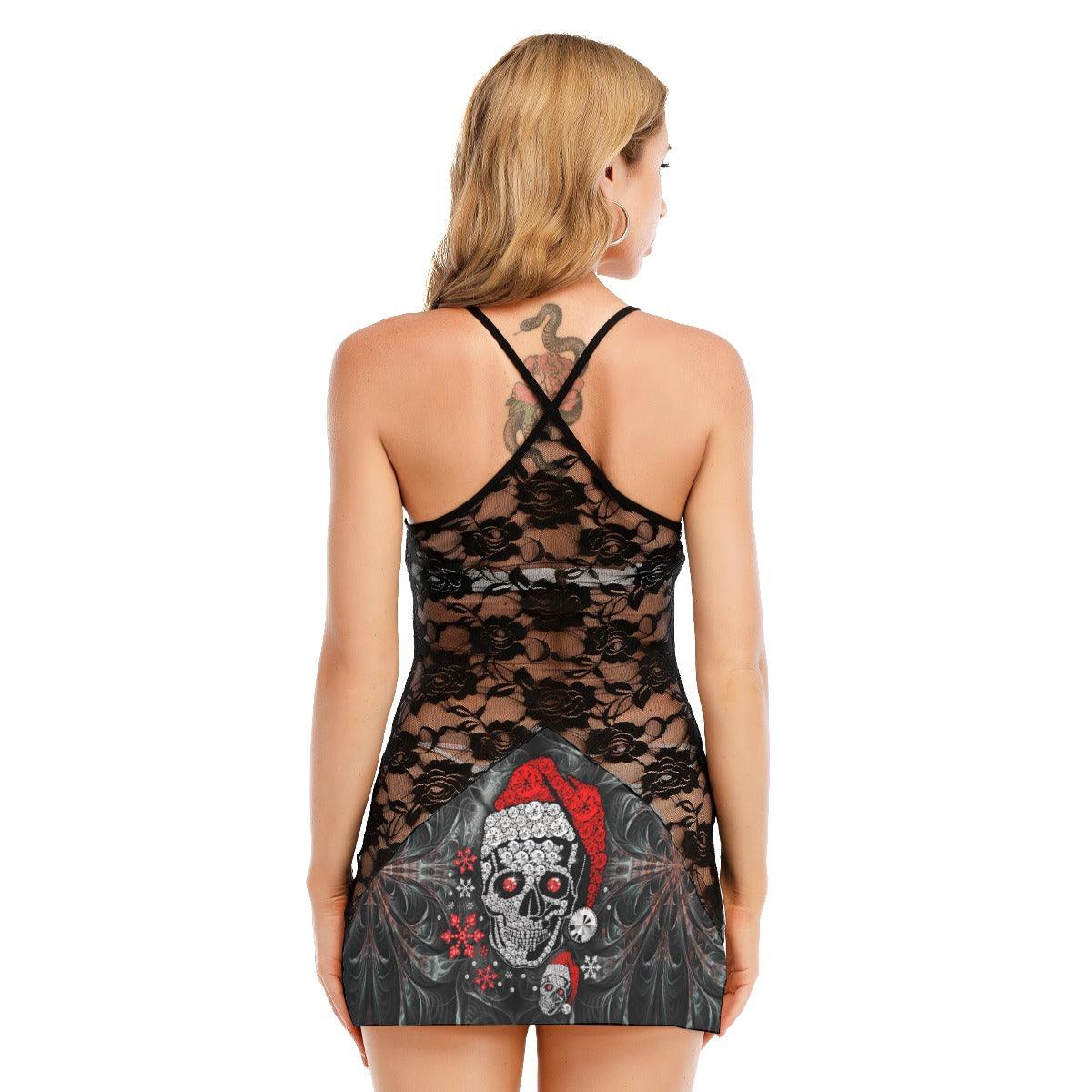 Gothic Christmas Skull Lace Cami Dress - Wonder Skull
