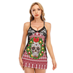 Christmas Ornament Skull Lace Cami Dress - Wonder Skull