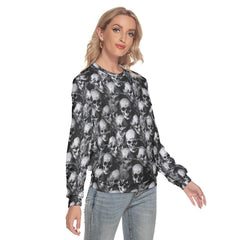 Barbed Wire Skull Pattern Slim Round Neck Sweatshirt - Wonder Skull