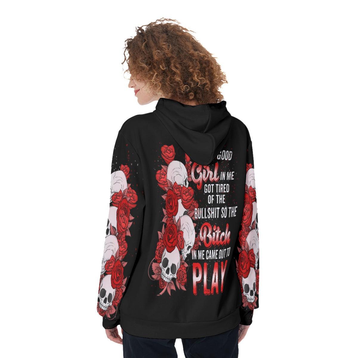 Red Skull The Good Girl In Me Funny Hoodie For Women - Wonder Skull
