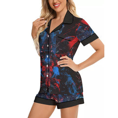 Chic and stylish women's pajama set with unique design prints and statement sleeves, Soft and luxurious fabrics make this pajama set perfect for bedtime or lounging at home.