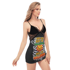 Since Last Halloween Lace Chemise Nightgown - Wonder Skull