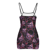 Blur Skull Artwork Printed Body Dress, Naughty Sleeveless Minidress For Women-Wonder Skull