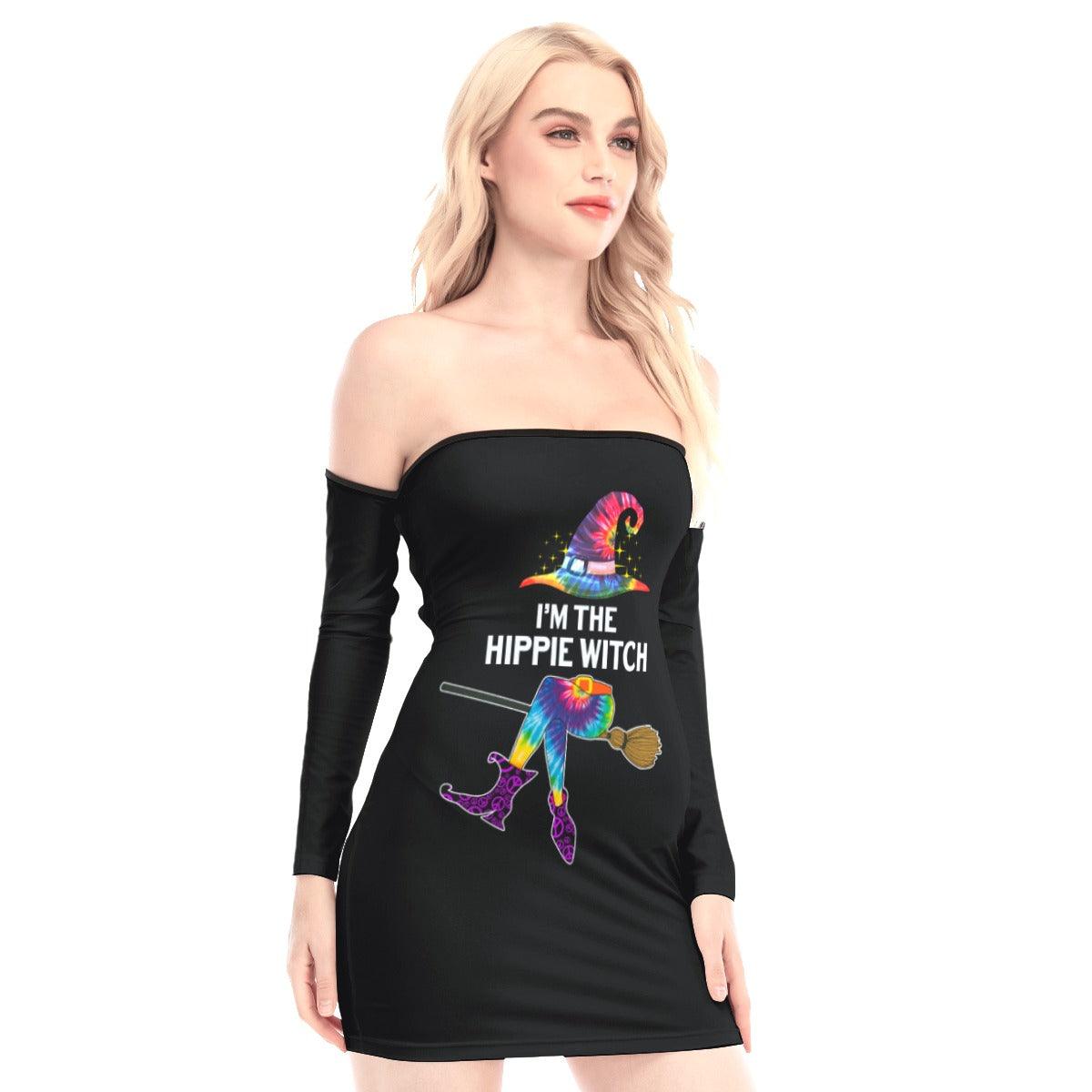 Tie Dye The Hippie Witch Off-shoulder Back Lace-up Dress - Wonder Skull