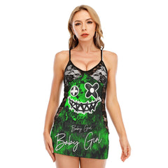 Horror Green Nightmare Black Lace Sleepwears Babydol Dresses - Wonder Skull