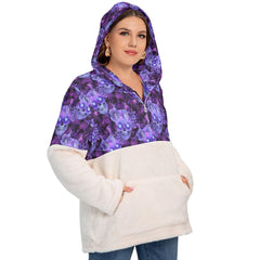 Skull Flower Borg Fleece Hoodie With Half Zip - Wonder Skull