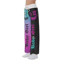 Color Block Skull Smile High-Waisted Wide leg pants - Wonder Skull