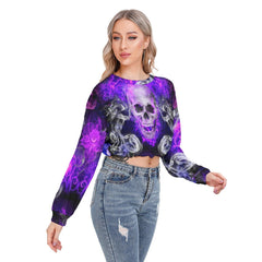 Skull Smoke Long Sleeve Sweatshirt With Hem Drawstring - Wonder Skull