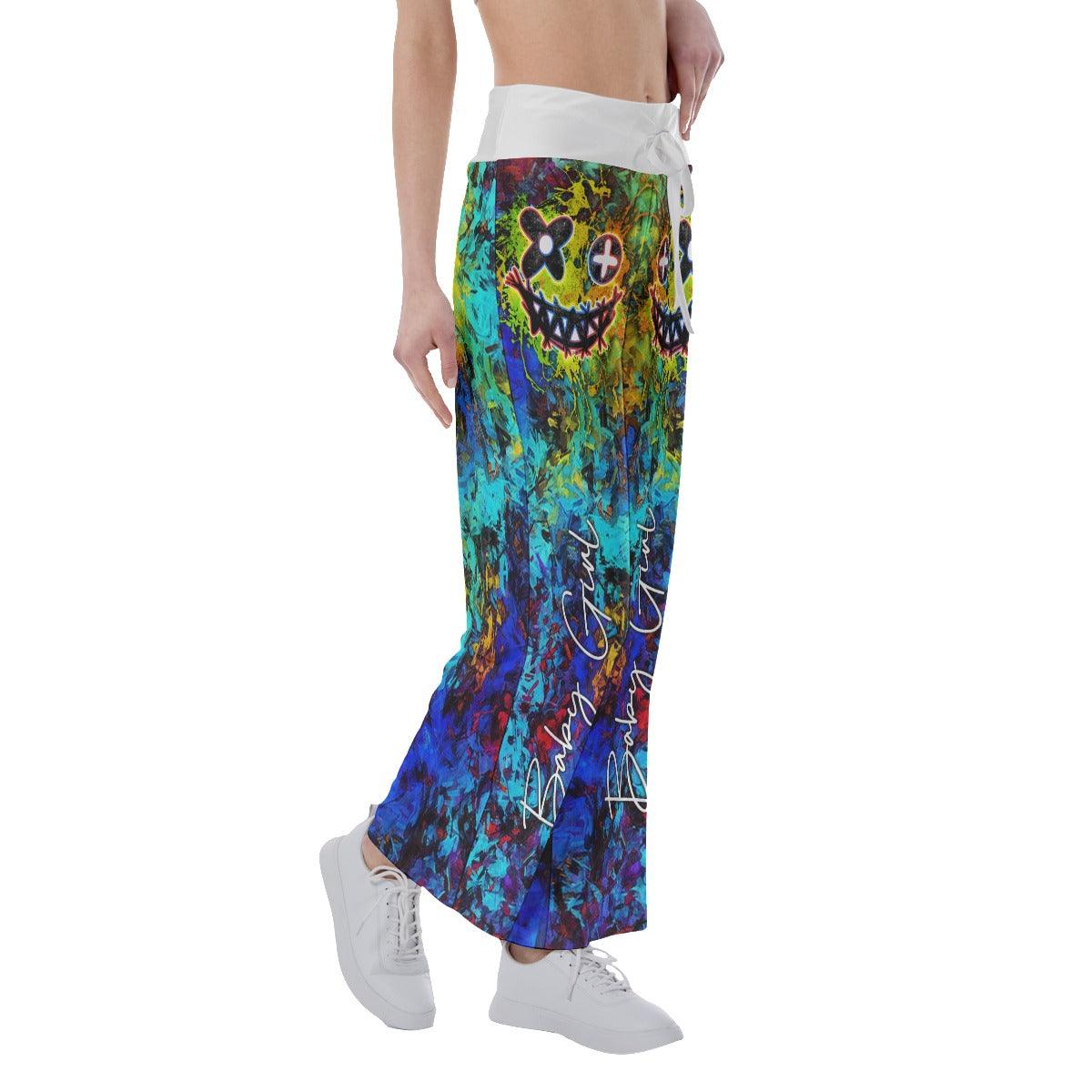 TieDye Skull Smile High-waisted Wide Leg Pants - Wonder Skull