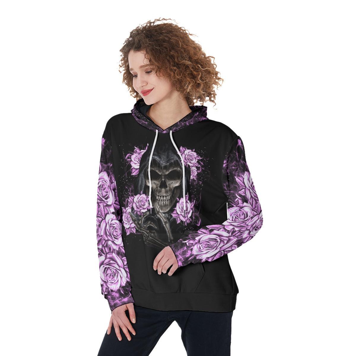 I Hate It When The Voice In My Head Gothic Skull Funny Hoodie For Women - Wonder Skull