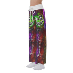Green Purple Horror Little Smile High-waisted Wide Leg Pants - Wonder Skull