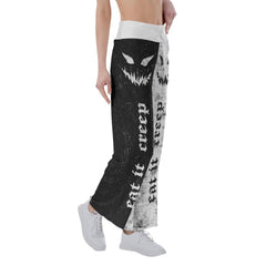 Black White Horror Smile High-waisted Wide Leg Pants - Wonder Skull