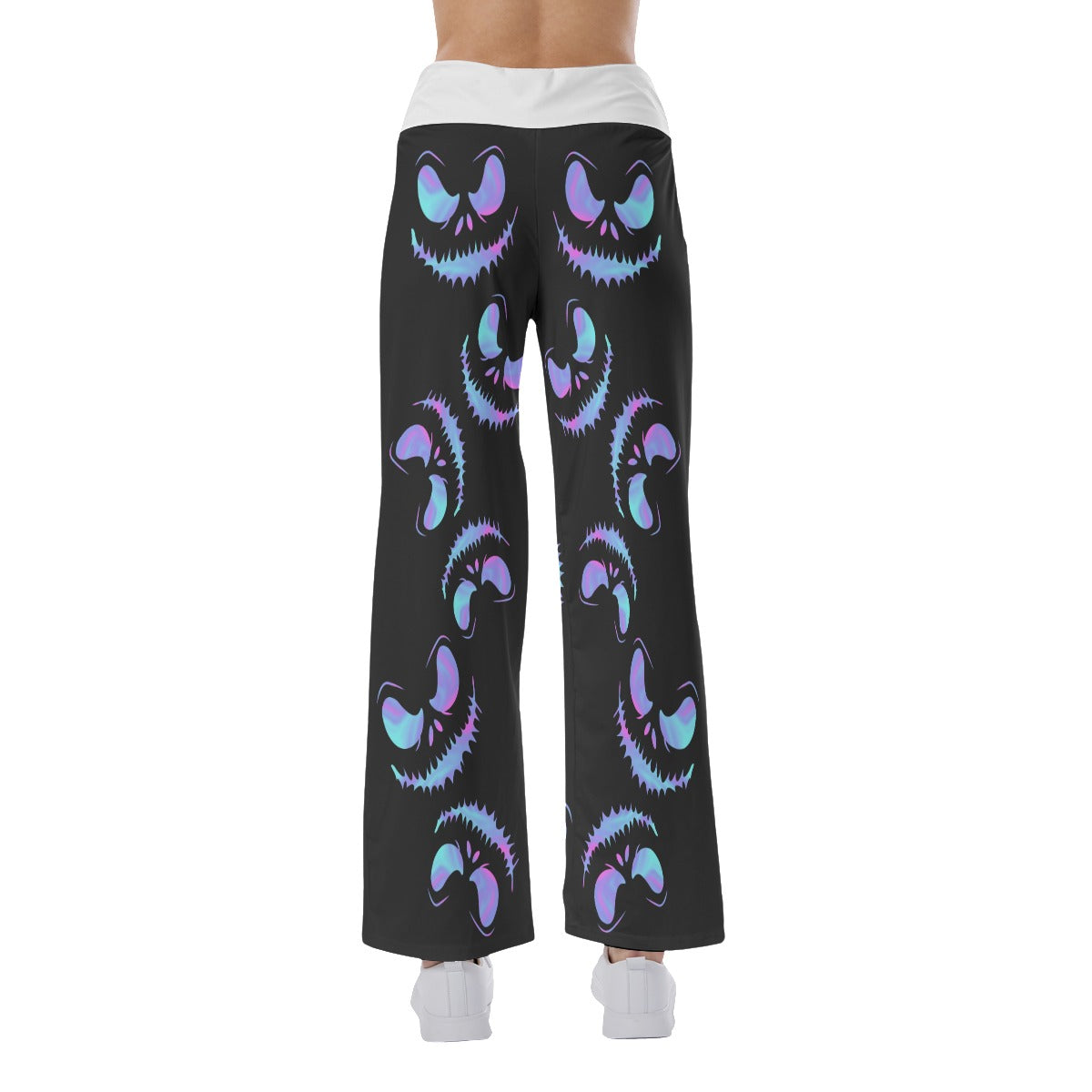 Nightmare Skull Purple Gradiant Women's High-waisted Wide Leg Pants | Wonder Skull