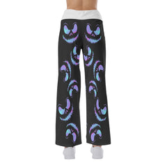 Nightmare Skull Purple Gradiant Women's High-waisted Wide Leg Pants | Wonder Skull