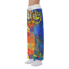 TieDye Two Blocks Color Skull Design High-waisted Wide Leg Pants - Wonder Skull