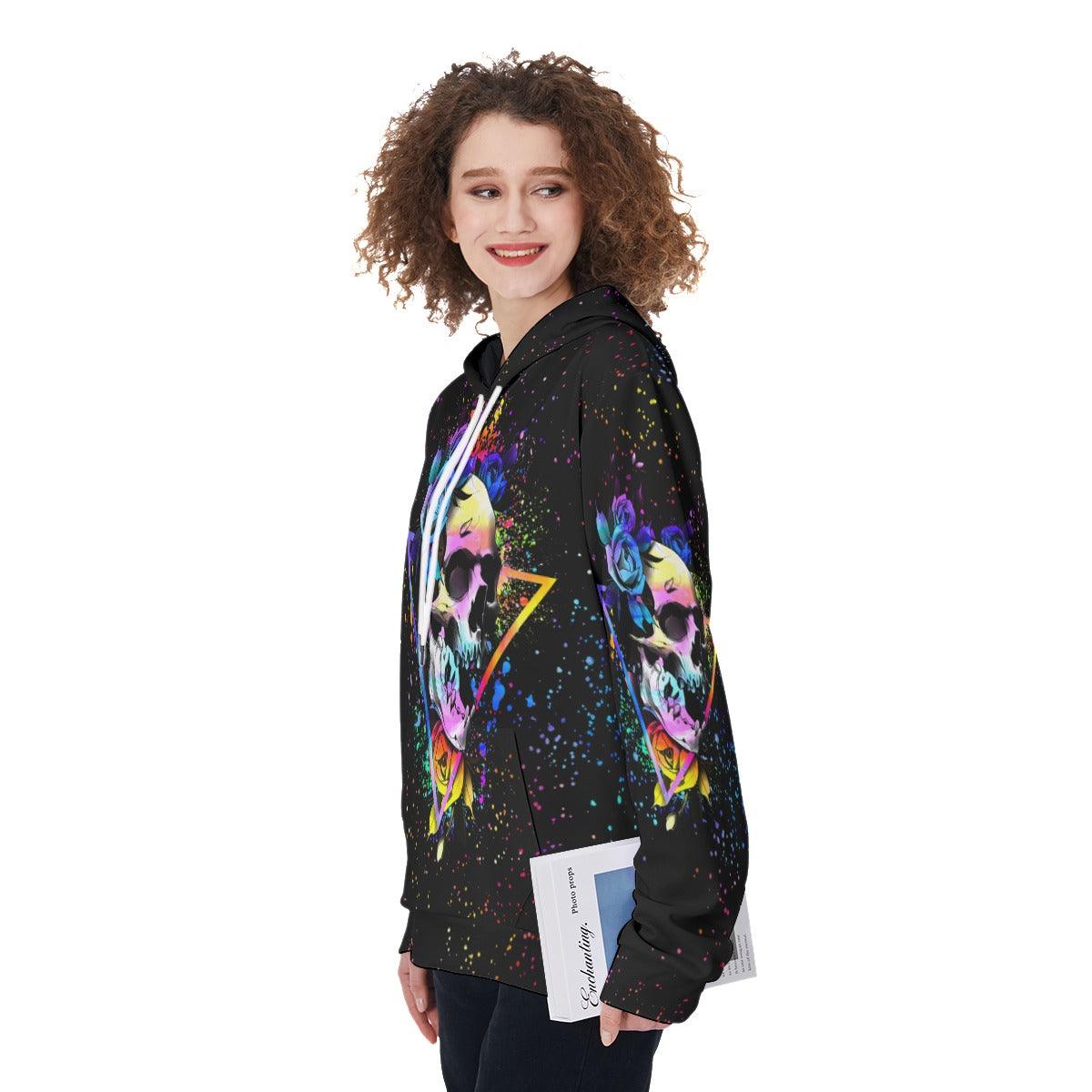 Warning This Tattooed Girl Colorful Skull Funny Hoodie For Women - Wonder Skull