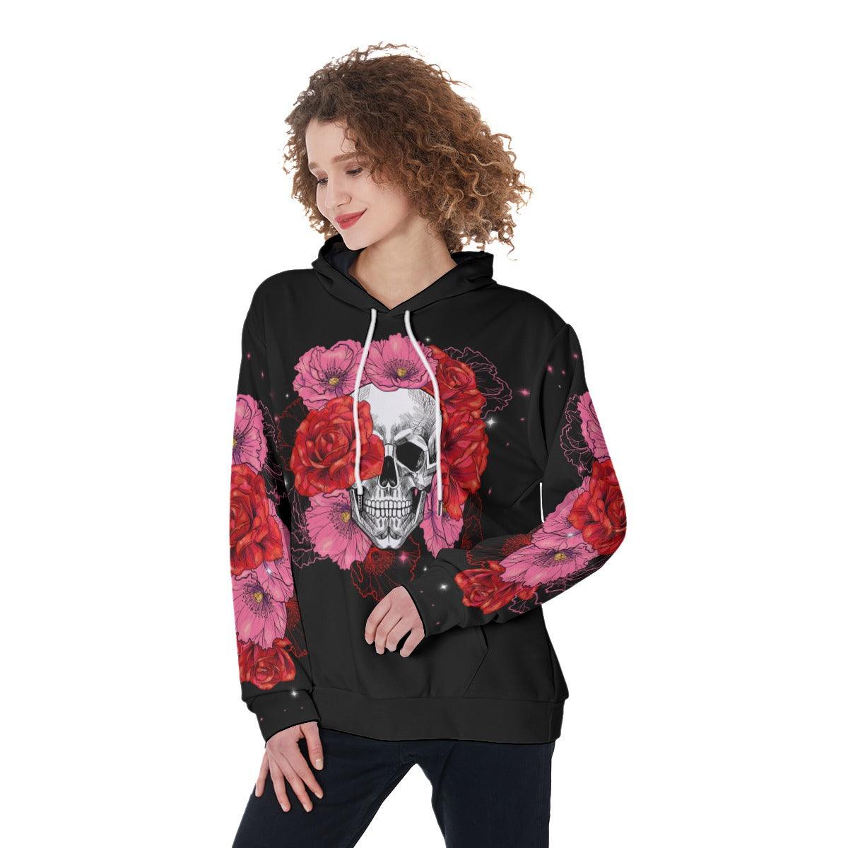 Skull Flower They Whispered To Her Funny Hoodie For Women - Wonder Skull