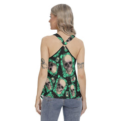 Pattern Skull Gothic Women's Racing Tank Top With Irregular - Wonder Skull