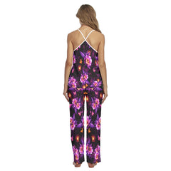 Pink Skull Fire Cami Pajamas Sets For Women Sleepwears Combo - Wonder Skull