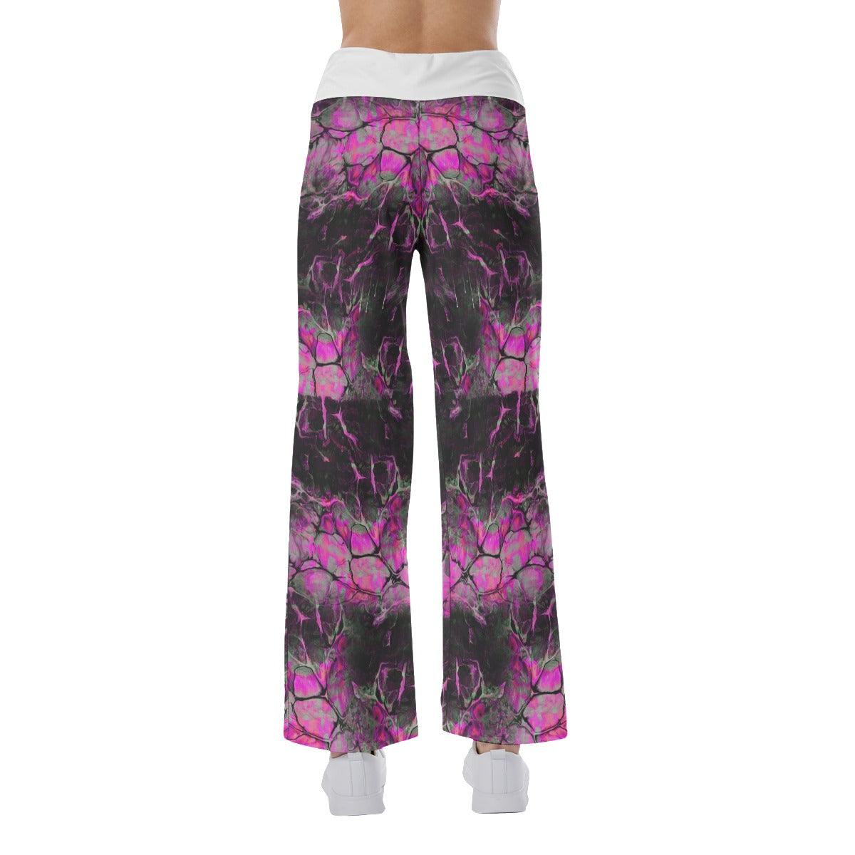 Black Pink Skull Horror High-waisted Wide Leg Pants - Wonder Skull