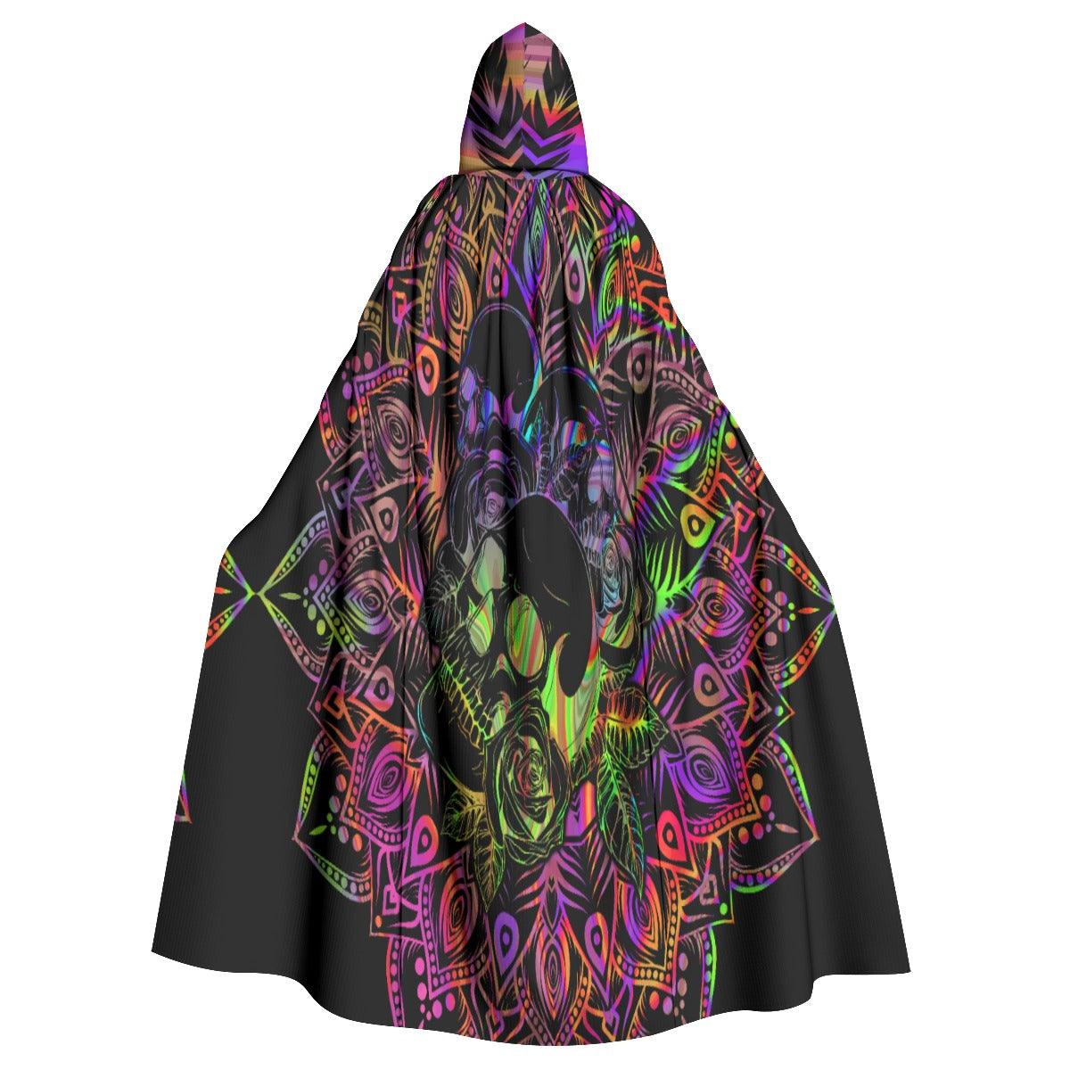Holographic Gradient Skull Mandala Hooded Cloak - Wonder Skull