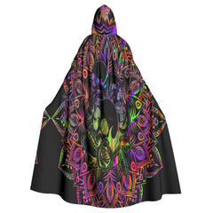 Holographic Gradient Skull Mandala Hooded Cloak - Wonder Skull