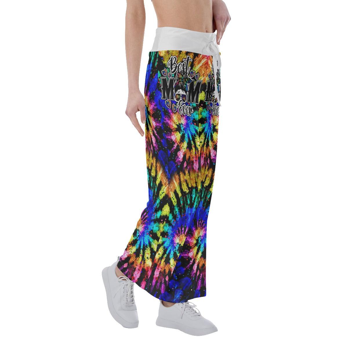 Tornado Effect Rainbow Skull Mom High-waisted Wide Leg Pants - Wonder Skull