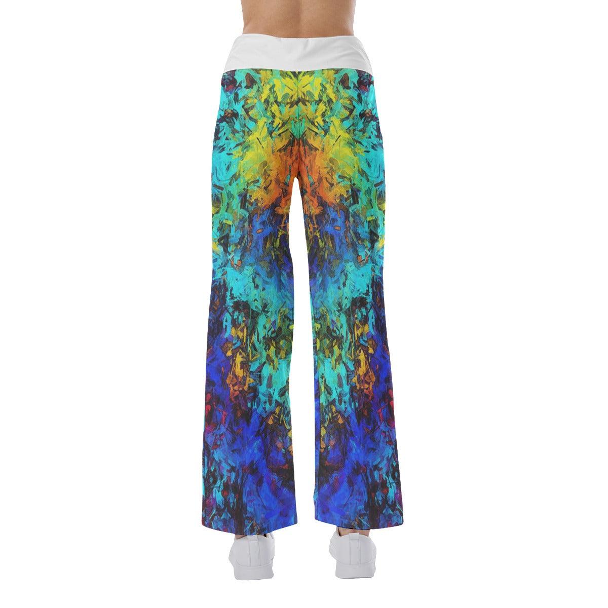 TieDye Skull Smile High-waisted Wide Leg Pants - Wonder Skull