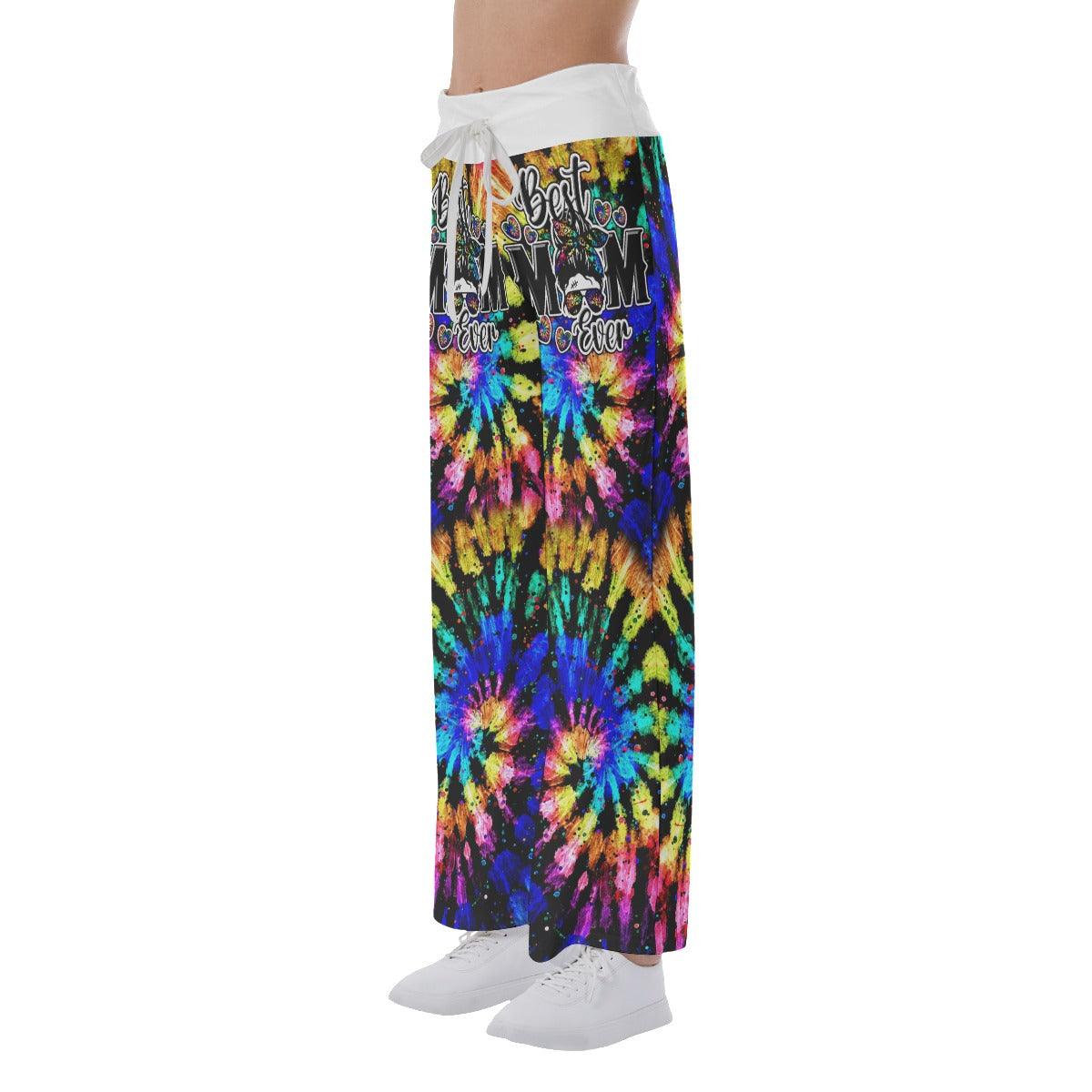 Tornado Effect Rainbow Skull Mom High-waisted Wide Leg Pants - Wonder Skull