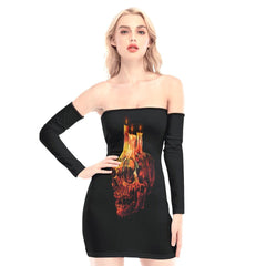 Skull Candle Off-shoulder Back Lace-up Dress - Wonder Skull
