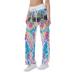 TieDye Blue Yelow Skull Mom High-waisted Wide Leg Pants - Wonder Skull
