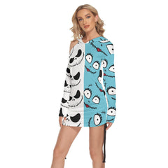 Mix Match SaJack Open Shoulder Dress Hoodie - Wonder Skull