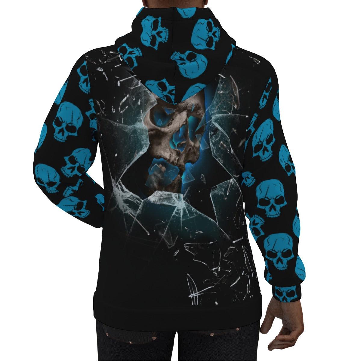 Broken Skull Print Unisex Pullover Hoodie - Wonder Skull