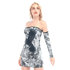 Raven Storm Off-shoulder Back Lace-up Dress - Wonder Skull