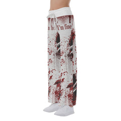 "I'm Fine" Design Horror Blood Women's High-waisted Wide Leg Pants | Wonder Skull
