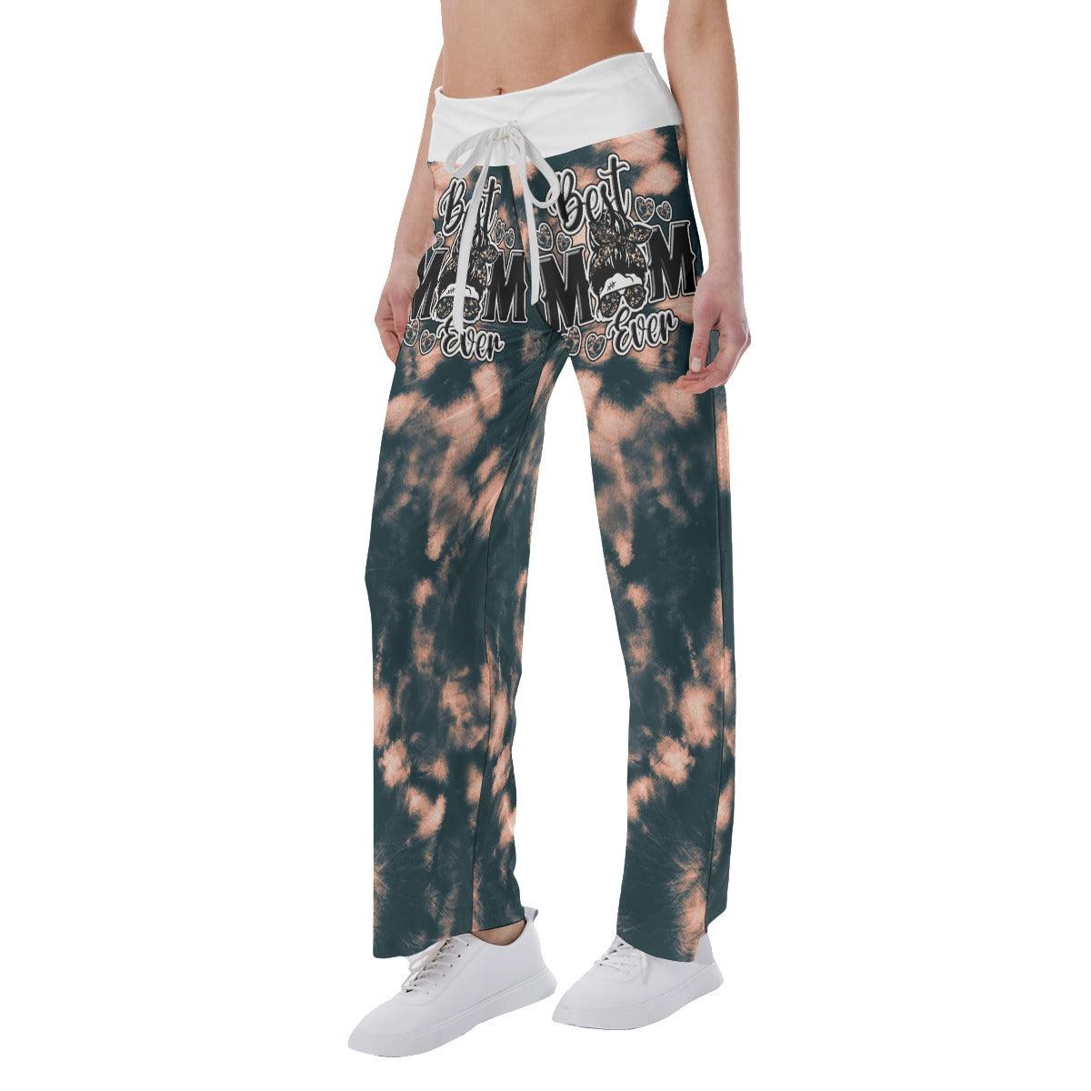 Tie Dye Camo Skull Mom High-waisted Wide Leg Pants - Wonder Skull