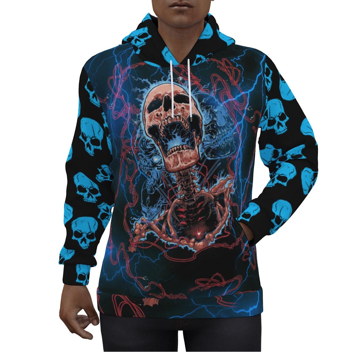 Thunder Skeleton Skull Print Unisex Pullover Hoodie-Wonder Skull