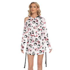 Christmas Badass Skull Santa Print Open Shoulder Dress - Wonder Skull
